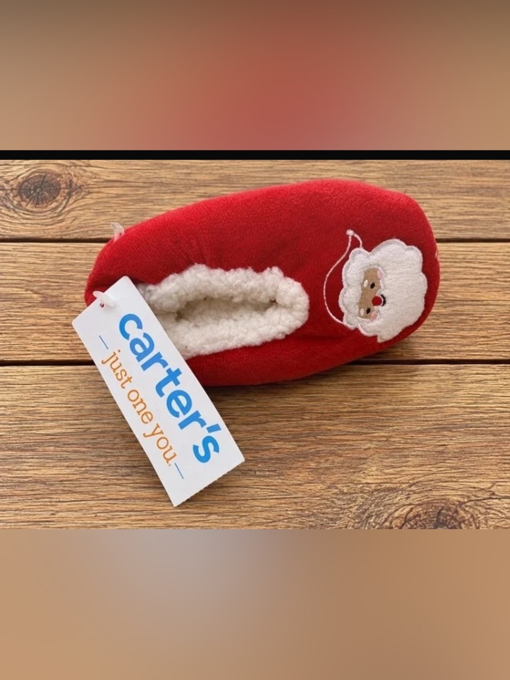 Carter's Red Santa Plush-Lined Kids Slippers